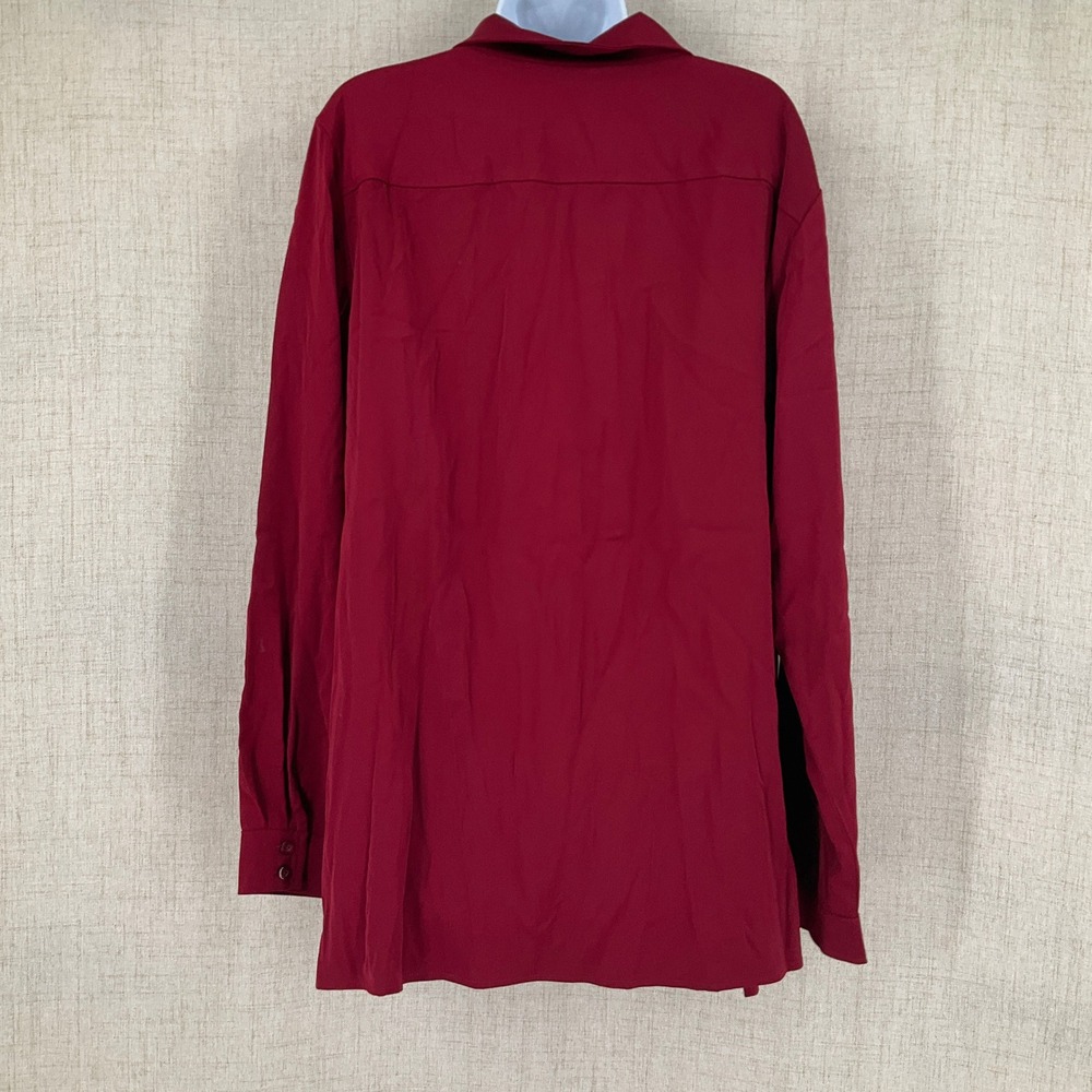 Susan Graver Ruby Red Button Up Blouse Stretch Sh… - image 2